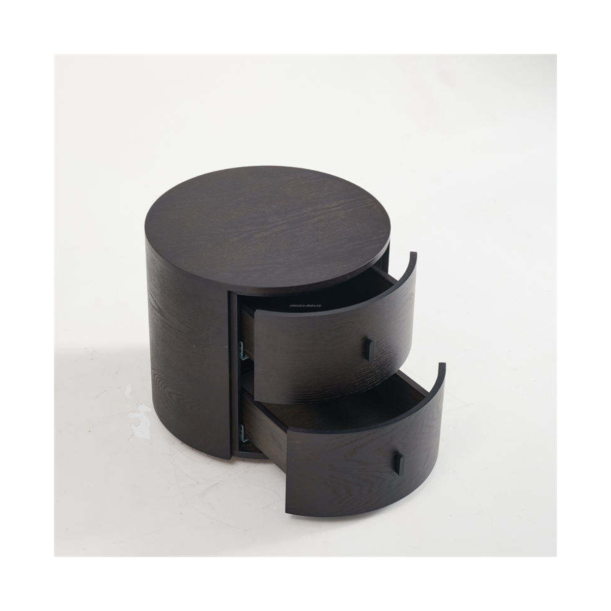 Curved Ebony Half-Moon Nightstand